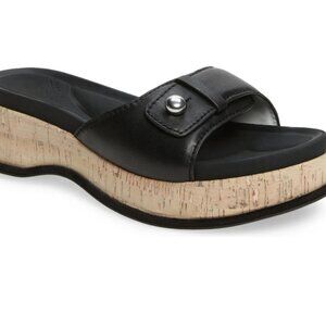 rag & bone Black Sheepskin Leather Sommer Wedge Platform Sandals size 39.5